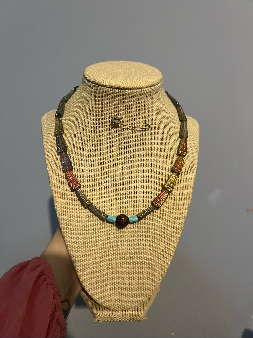 #178. Handmade Bead and Turquoise Accent Necklace - Women Jewelry